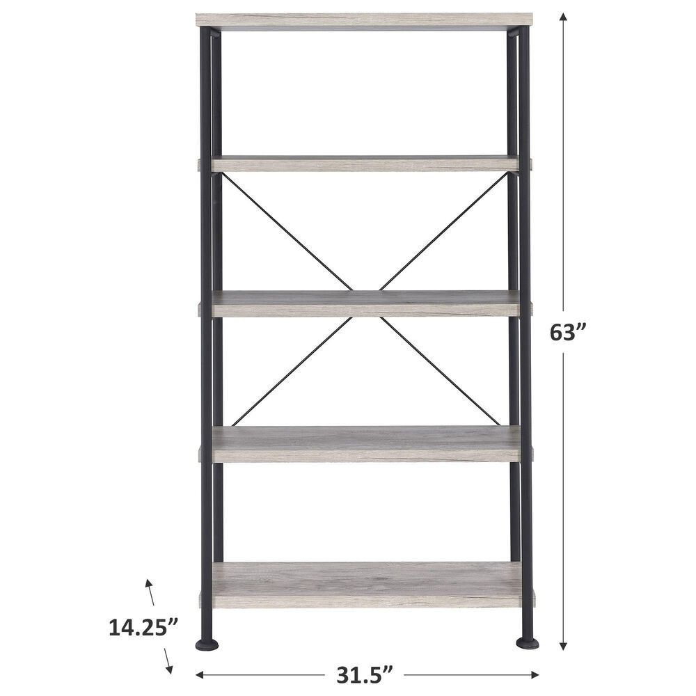 Pacific Landing Analiese 4-Shelf Bookcase in Grey Driftwood and Black, , large