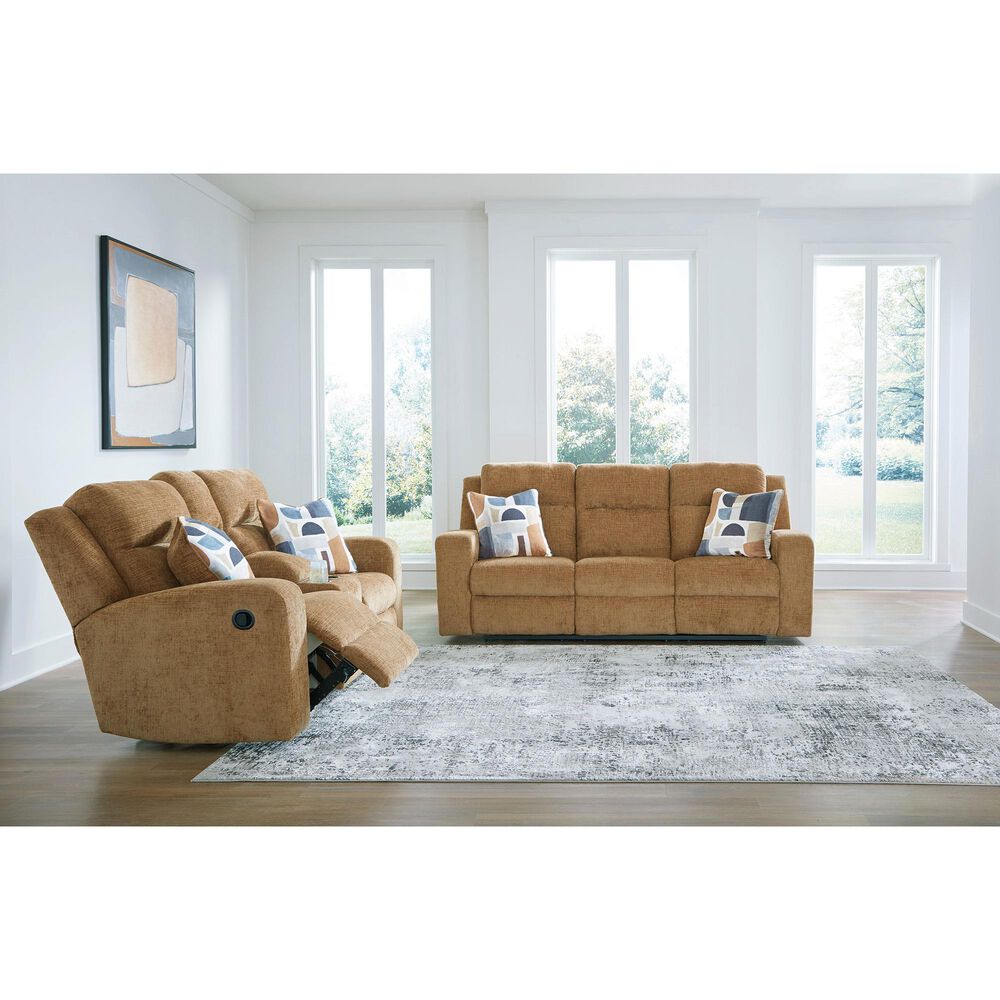 Ashley Kanlow Manual Reclining Loveseat in Honey, , large