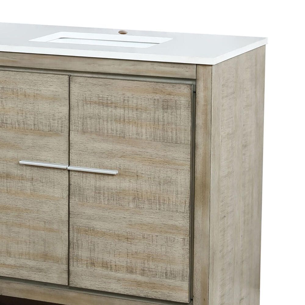Lexora Home Lafarre 80&quot; Double Bathroom Vanity in Rustic Acacia with 2 cm White Quartz Top and Rectangular Sinks, , large