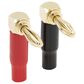 Helios Banana Plug Right Angle Pair in Gold, Black and Red, , large