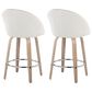 LumiSource Matisse 26" Swivel Counter Stool with Cream Fabric Upholstery in Whitewashed and Chrome (Set of 2), , large