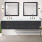 Lexora Home Castor 84" Double Bathroom Vanity in Black with 2 cm White Cultured Marble Top and Rectangular Sinks, , large
