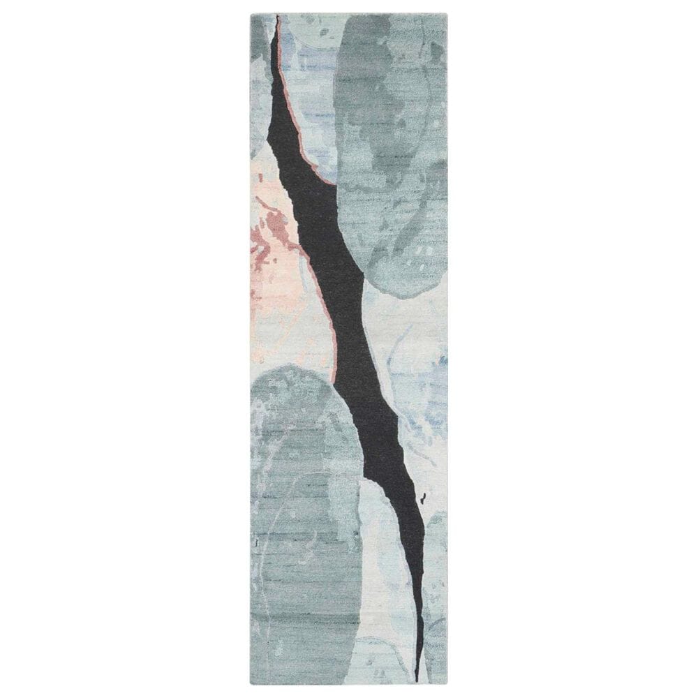 Nourison Silk Shadows 2"3" x 8" Blue, Black and Pink Runner, , large