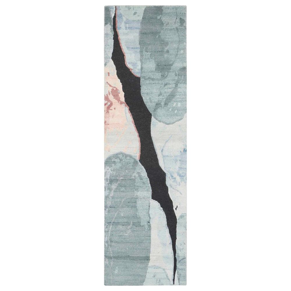 Nourison Silk Shadows 2"3" x 8" Blue, Black and Pink Runner, , large
