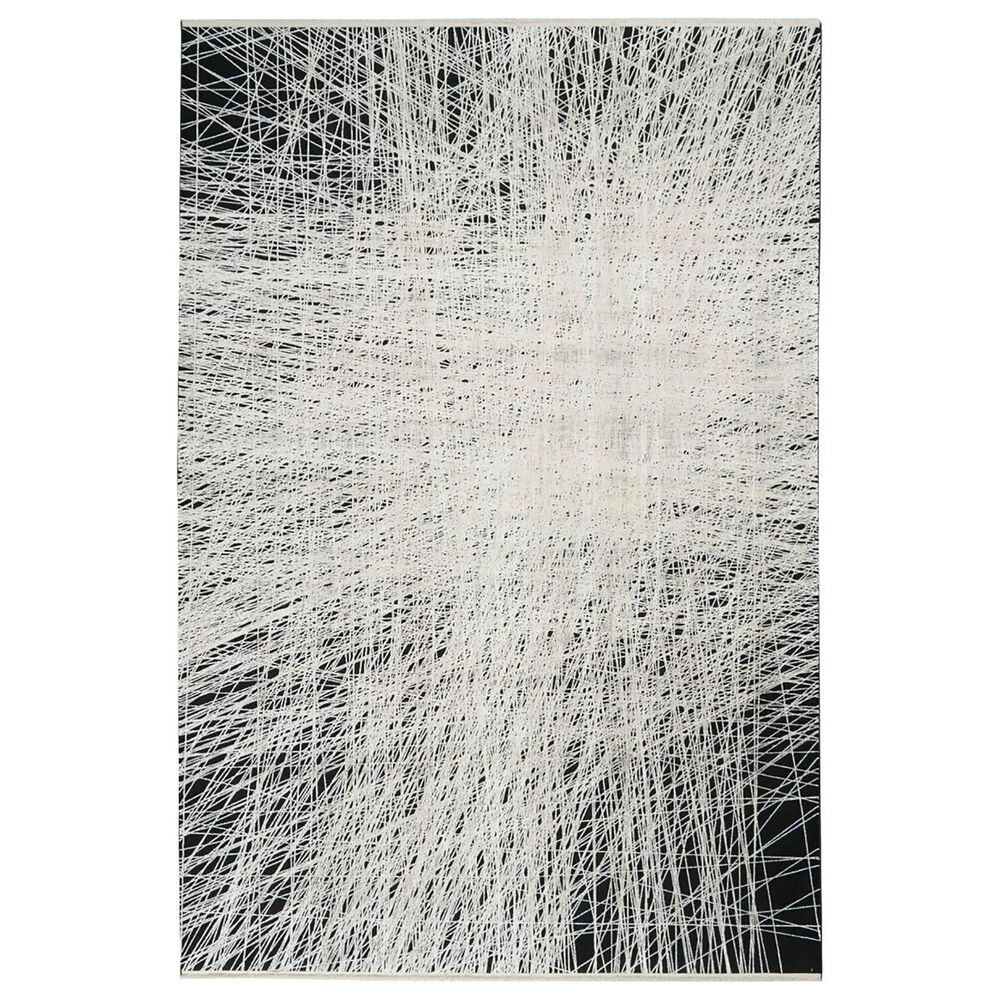 Nourison Balian 5"3" x 7"3" Black and Silver Area Rug, , large