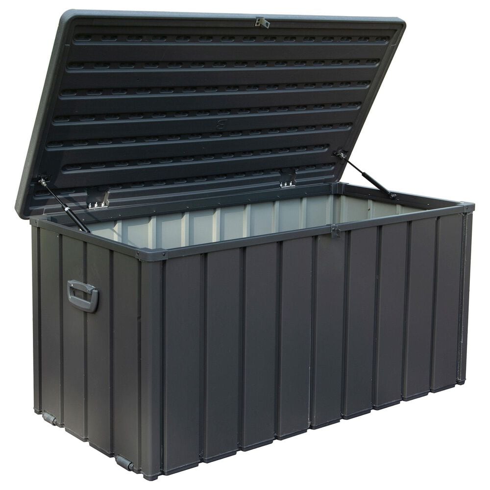 Hearth and Haven 100-Gallon Outdoor Storage Deck Box with Double-Layer Structure Lid in Dark Gray, , large