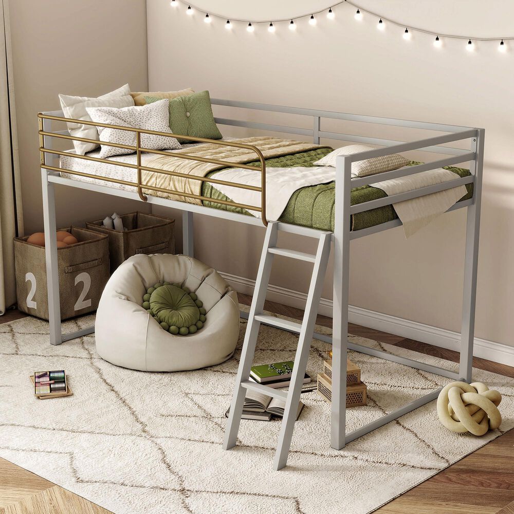 Furniture of America Haven Twin Loft Bed in Gray and Gold, , large