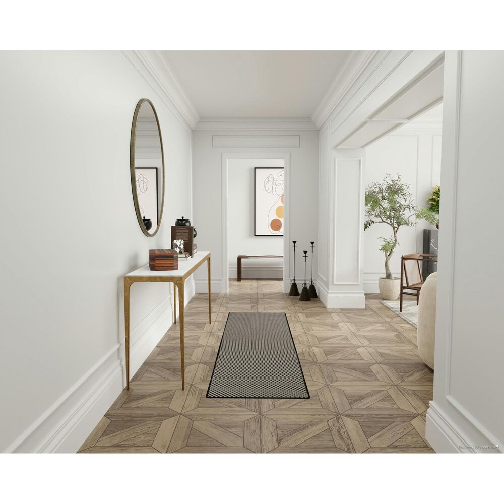 Nourison Courtyard Black and White 2&#39;2&quot; x 8&#39; Indoor/Outdoor Runner, , large