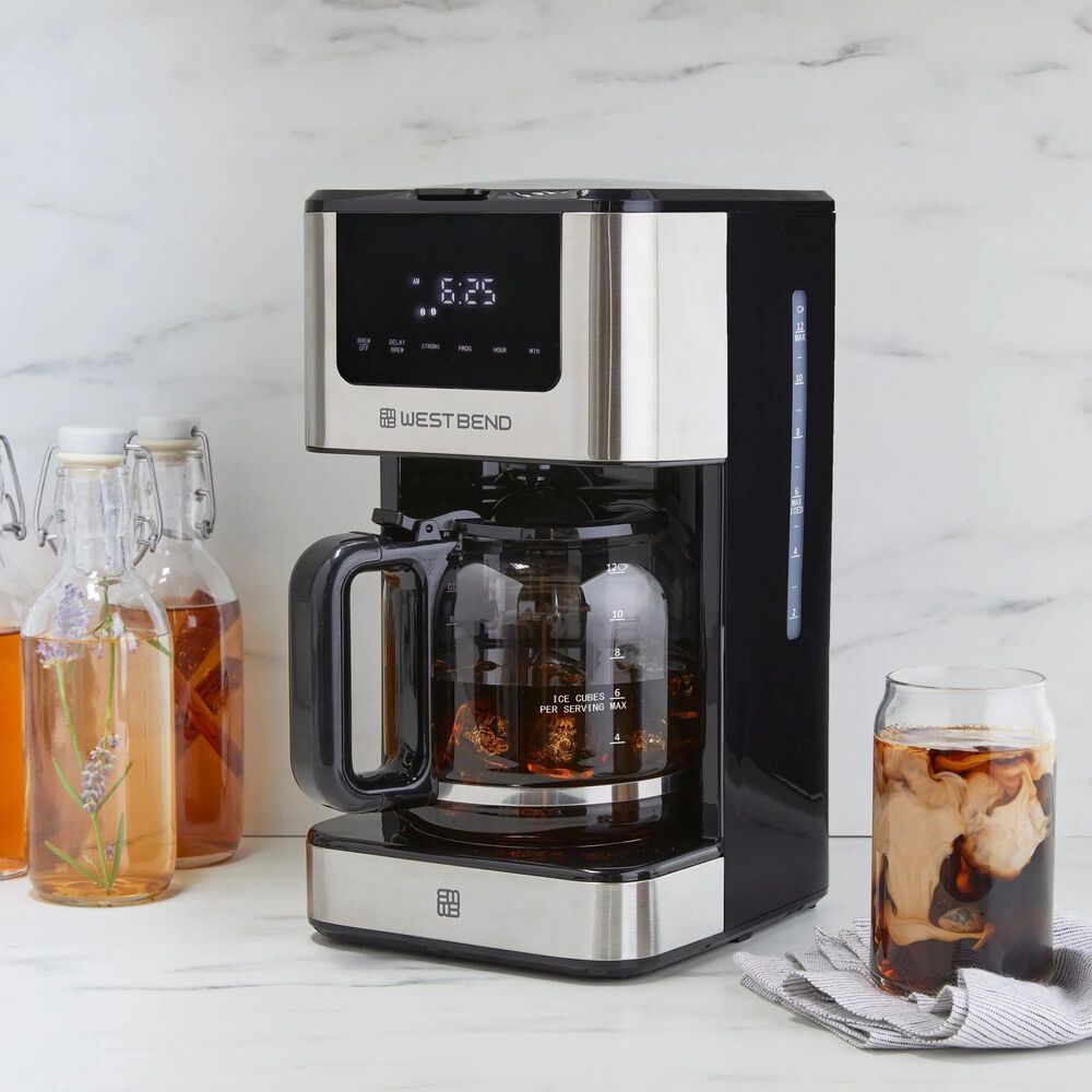 West Bend 12 Cup Hot &amp; Iced Coffee Maker in Stainless Steel, , large