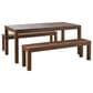 Hearth and Haven 3-Piece Outdoor Courtyard Table and Bench Set in Dark Brown, , large
