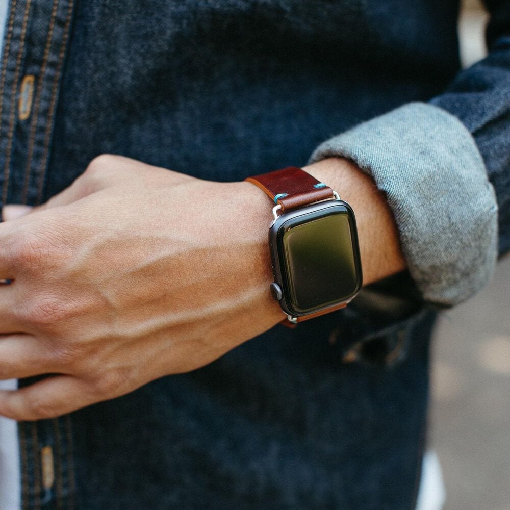 Bluebonnet Cases Band Leather for Apple Watch in Bordeaux Brown, , large