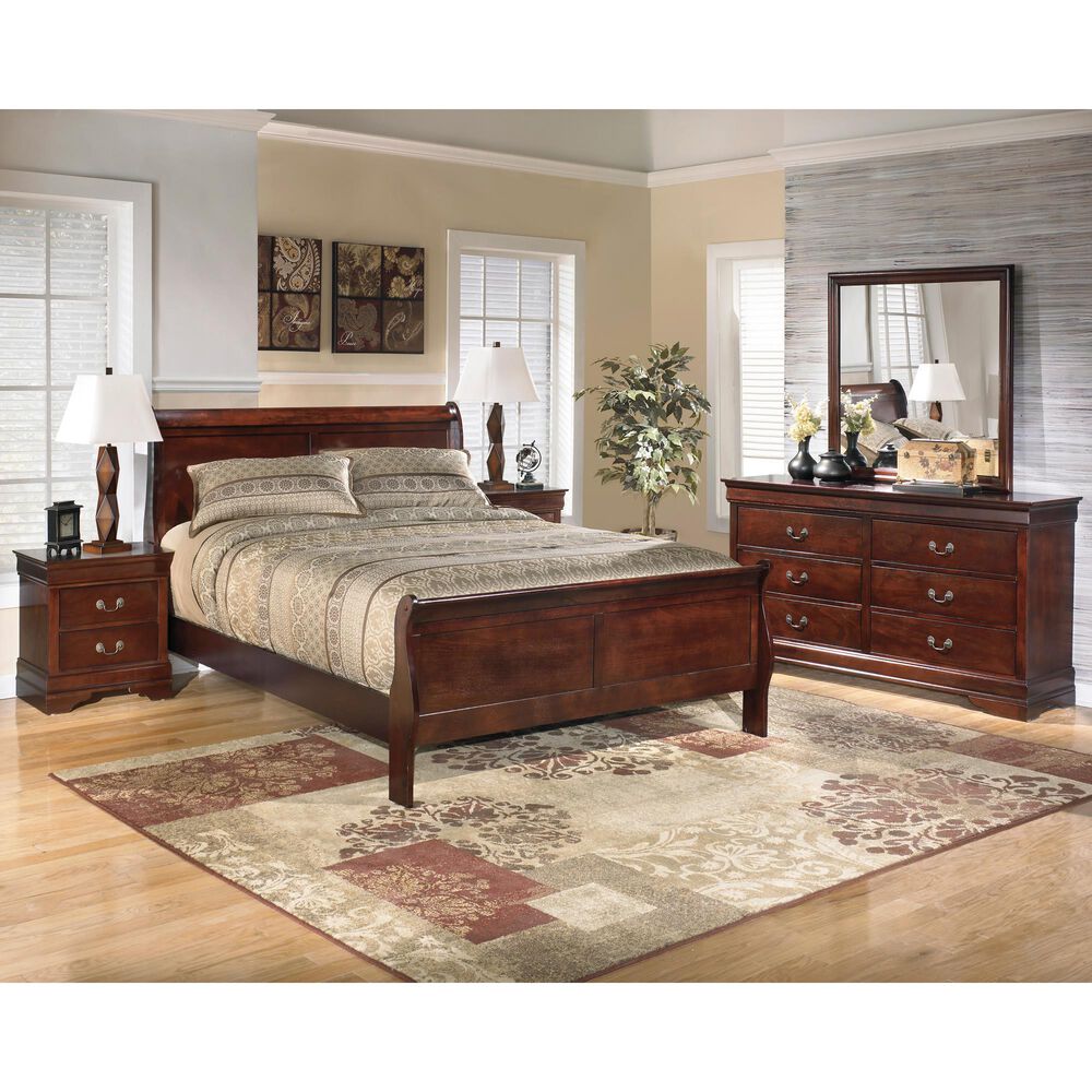 Ashley Alisdair Queen Sleigh Bed in Dark Brown, , large