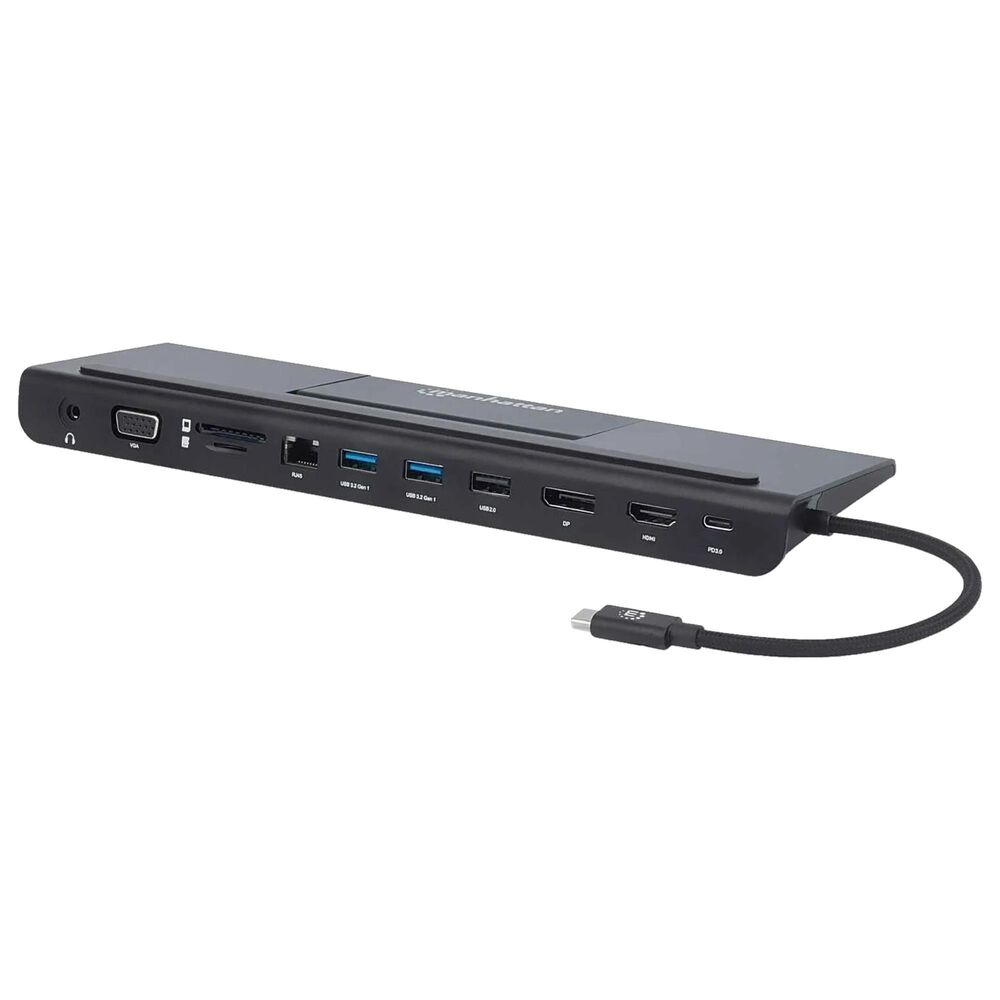 Manhattan USB-C 11-In-1 Triple Monitor Docking Station with MST, , large
