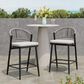 Hearth and Haven 26" Outdoor Counter Stool with Matte Black Frame in Light Gray (Set of 2), , large
