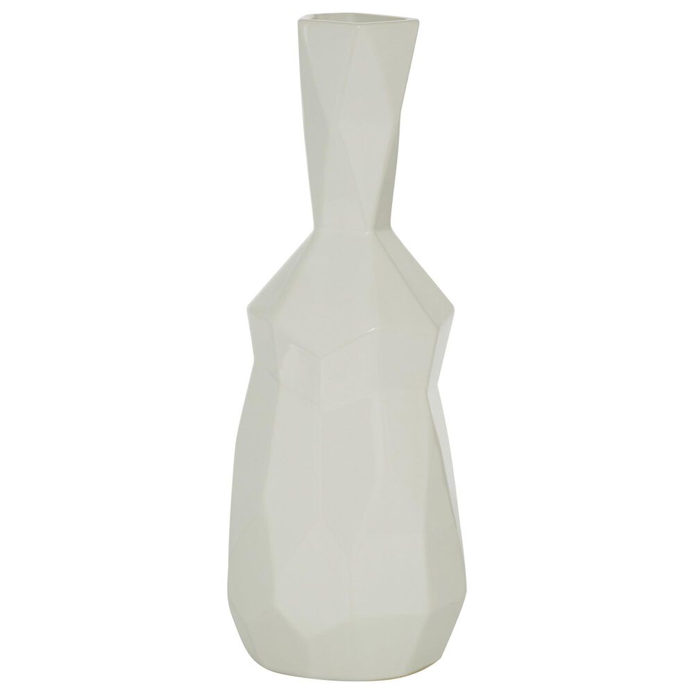 Maple and Jade 16" Contemporary Ceramic Vase in White, , large