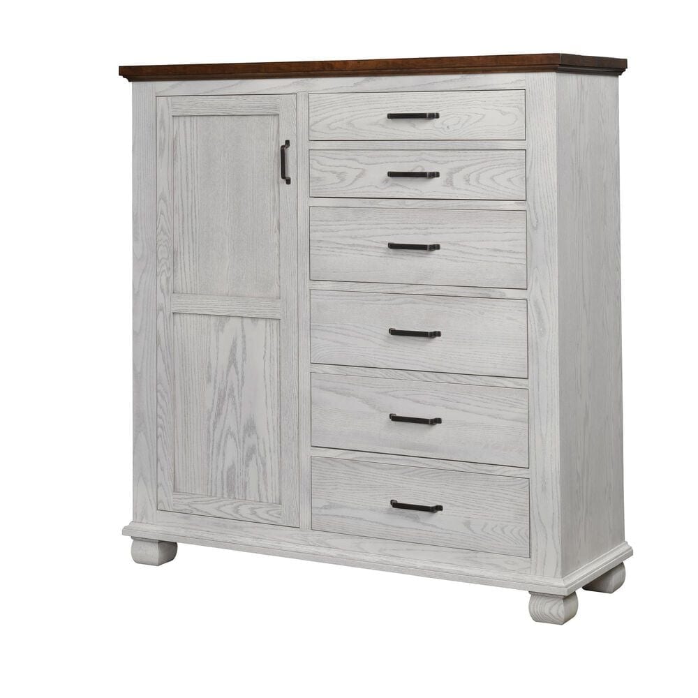 Briarwood LLC Town Hall 1 Door Gentleman"s Chest in Rustic Cherry Top and Aged White, , large