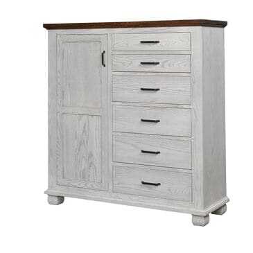 Briarwood LLC Town Hall 1 Door Gentleman"s Chest in Rustic Cherry Top and Aged White, , large