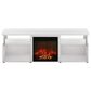HOMLUX 63" TV Stand with Electric Fireplace in White Oak and Stainless Steel, , large
