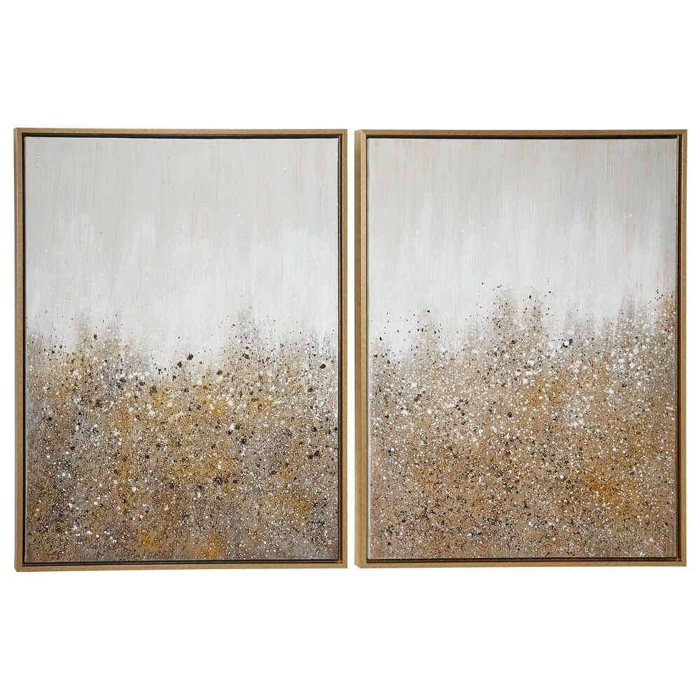 CosmoLiving by Cosmopolitan 40" x 30" Abstract Wall Art in White, Black, Gold and Grey (Set of 2), , large