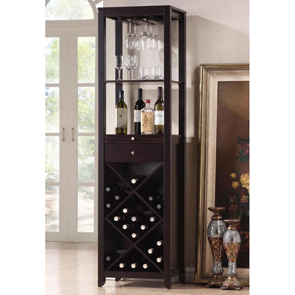 Baxton Studio Austin Wine Tower in Dark Brown, , large