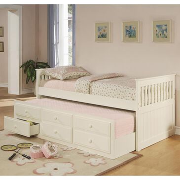 Pacific Landing La Salle Twin Captain"s Bed with Trundle and Storage Drawers in White, , large