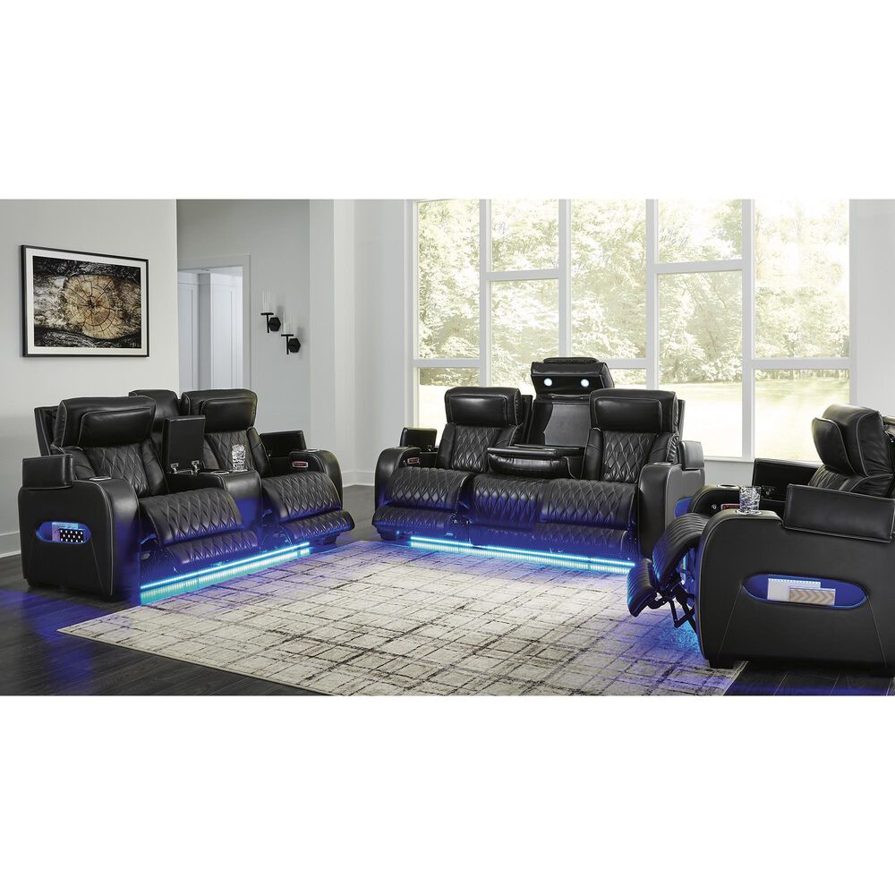 Ashley Boyington Leather Power Recliner in Black, , large