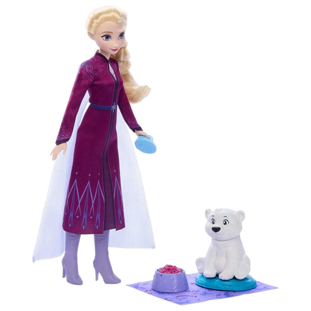 Disney Frozen Elsa Fashion Doll and Polar Bear Cub Figure with 4 Nurturing Accessories in Multicolor, , large