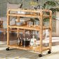 Baxton Studio Delphine Rattan Kitchen Cart in Natural Brown, , large