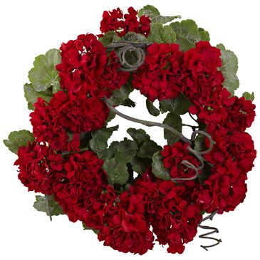 Nearly Natural Inc 17" Geranium Wreath, , large