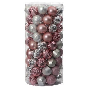 Nearly Natural Inc Holiday Shatterproof, 101 Pink and Silver Count Christmas Tree Ornament Set, , large