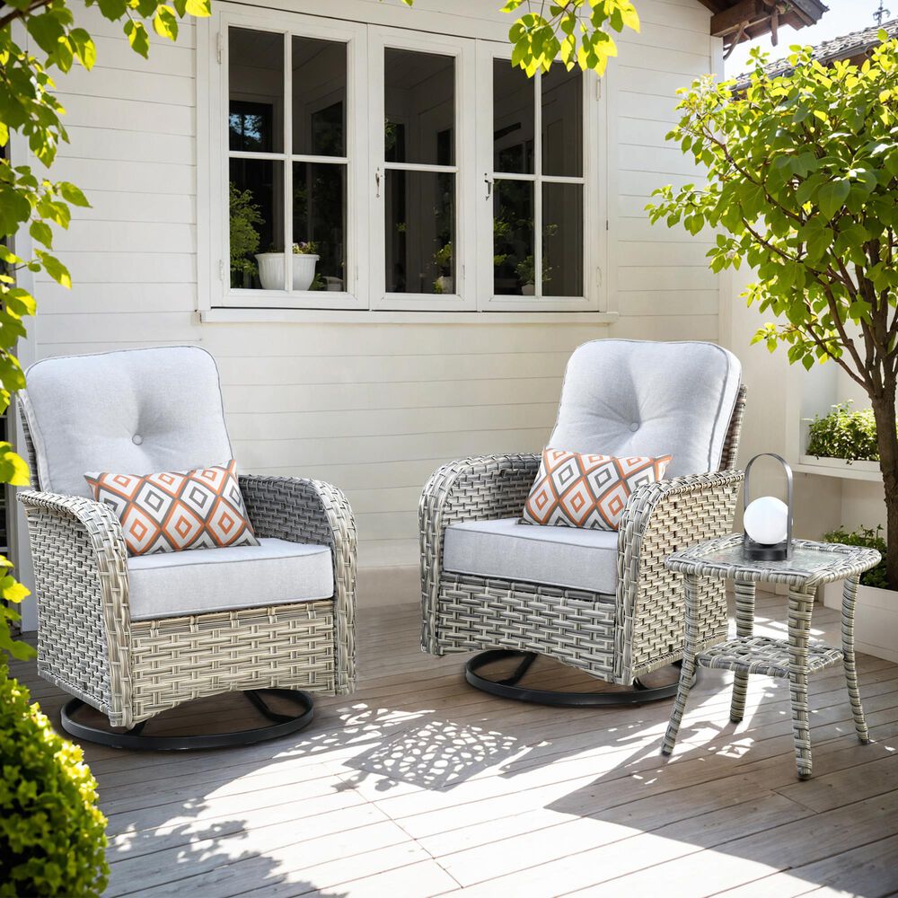 HOMLUX 3-Piece Patio  Conversation Set in Gray, , large