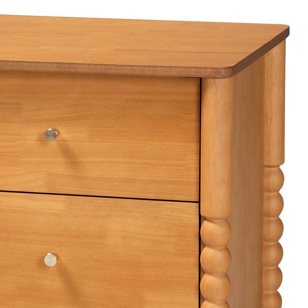 Baxton Studio Lucera 2-Drawer Bobbin Nightstand in Oak Brown, , large
