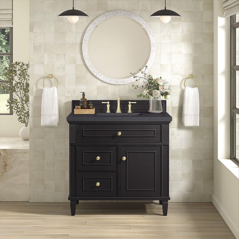 James Martin Vanities Lorelai 36&quot; Single Vanity in Black Onyx with 3 cm Charcoal Soapstone Quartz Top, , large
