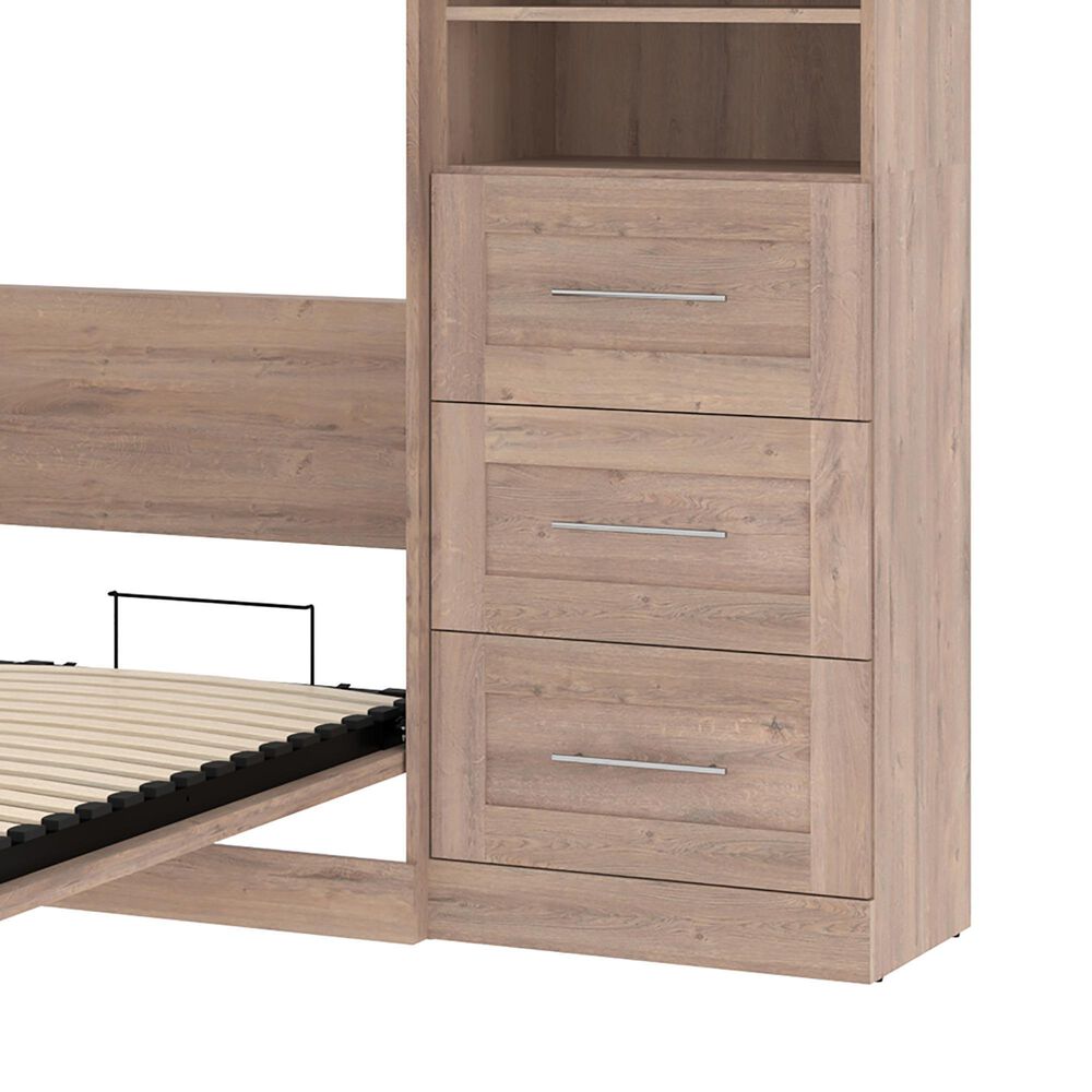 Bestar Pur Queen Murphy Storage Bed with 6-Drawer in Rustic Brown, , large