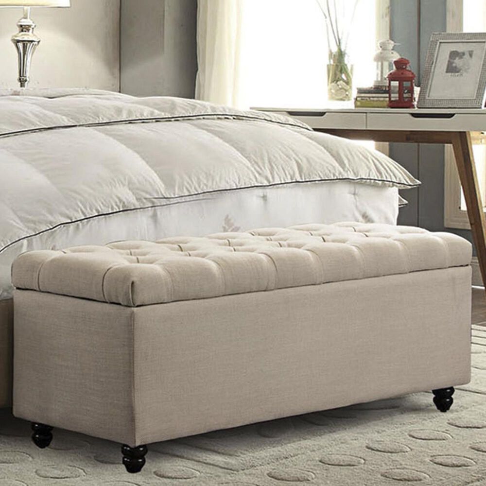 at HOME Park Avenue Lift-Top Storage Trunk with Espresso Feet in Desert Sand, , large