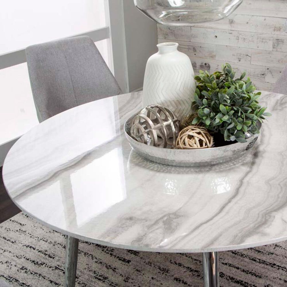 Penny Lane Idina Dining Table in Chrome and White, , large