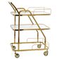 Maple and Jade 3-Shelf Bar Cart with Side Guards and Handle in Polished Gold and Transparent, , large