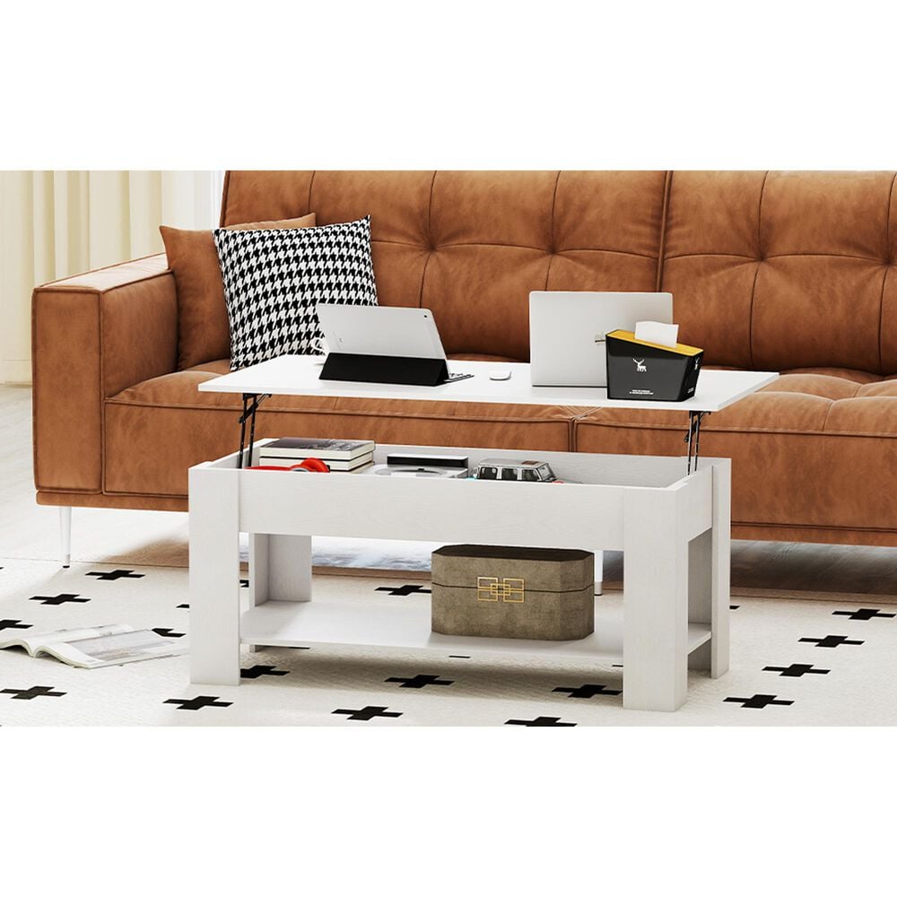 FDW Lift Top Coffee Table in White, , large