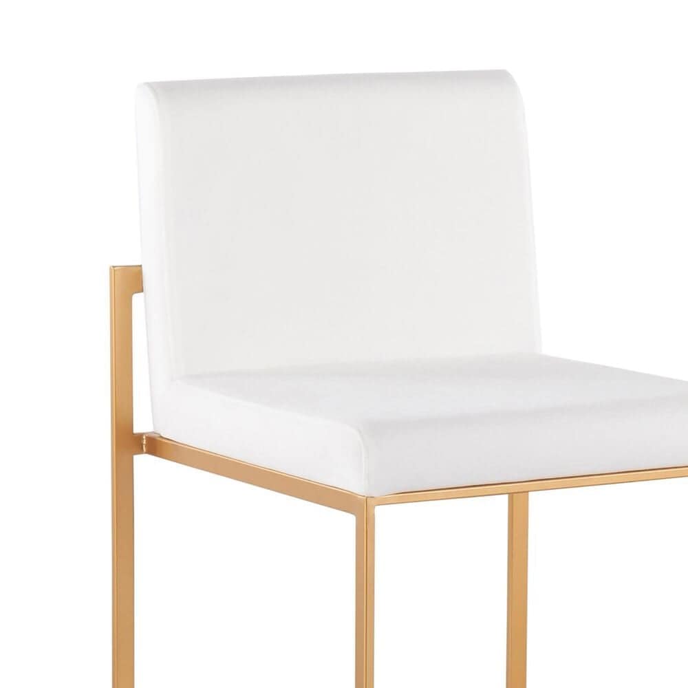 Lumisource Fuji High Back Counter Stool with White Velvet Cushion in Gold &#40;Set of 2&#41;, , large