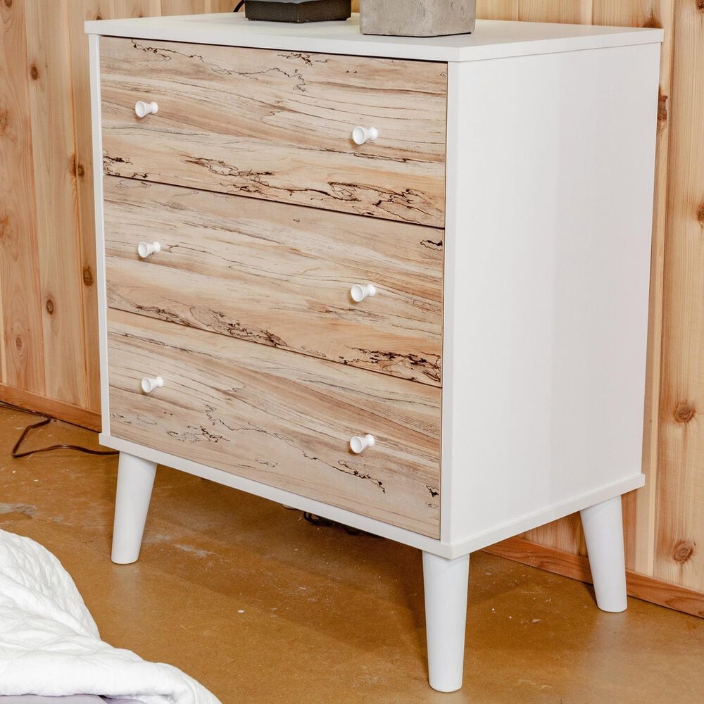 Signature Design by Ashley Piperton 3 Drawer Chest in Matte White and Sugarberry, , large