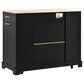 HOMLUX 47" Fluted Kitchen Island with Trash Can Storage Cabinet in Black and Natural, , large