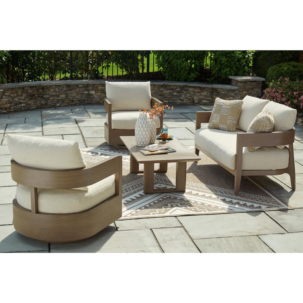 Ashley Serene Bay Patio Cocktail Table in Dark Brown, , large