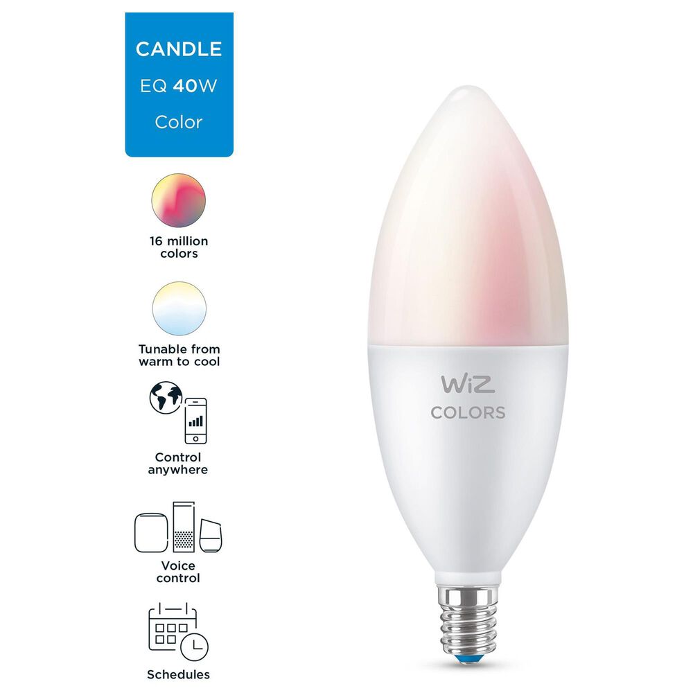 Wiz Smart Lighting B12 E12 Color Wi-Fi Bulb, , large
