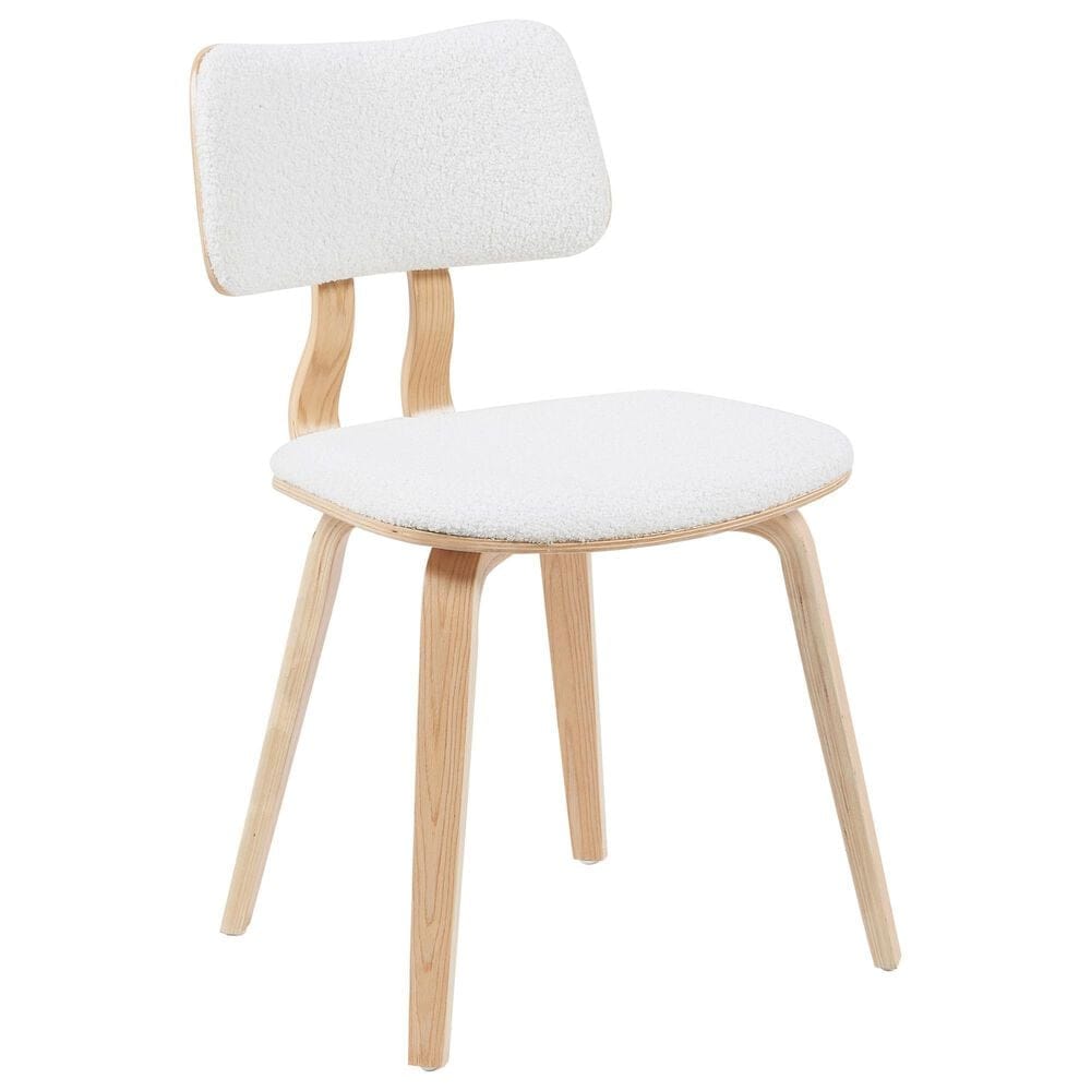 Armen Living Jaguar Side Chair with White Upholstery in Oak, , large
