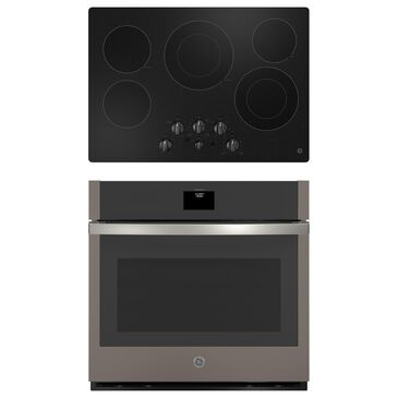 GE Appliances 2-Piece Kitchen Package with Fingerprint Resistant Slate 30" Smart Built-In Single Wall Oven and Black 30" Electric Cooktop, , large