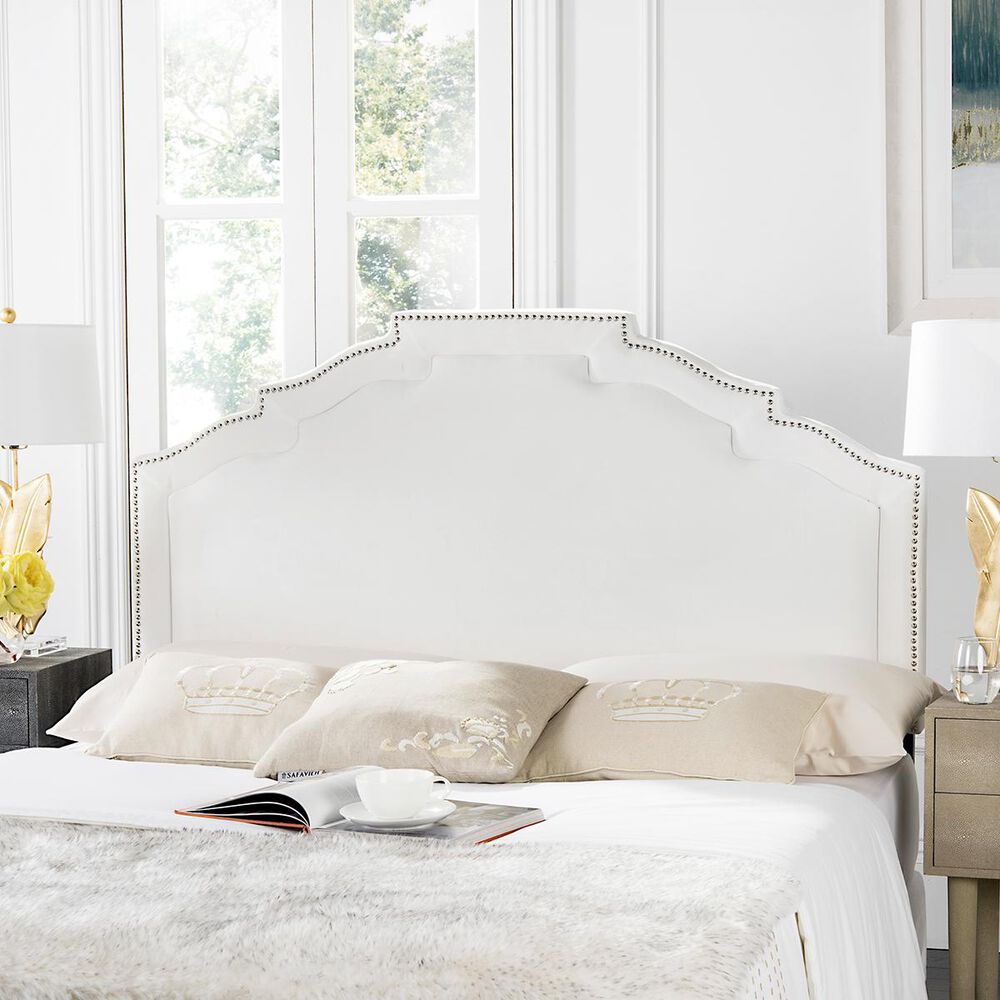 Safavieh Alexia Full Nailhead Headboard in White, , large