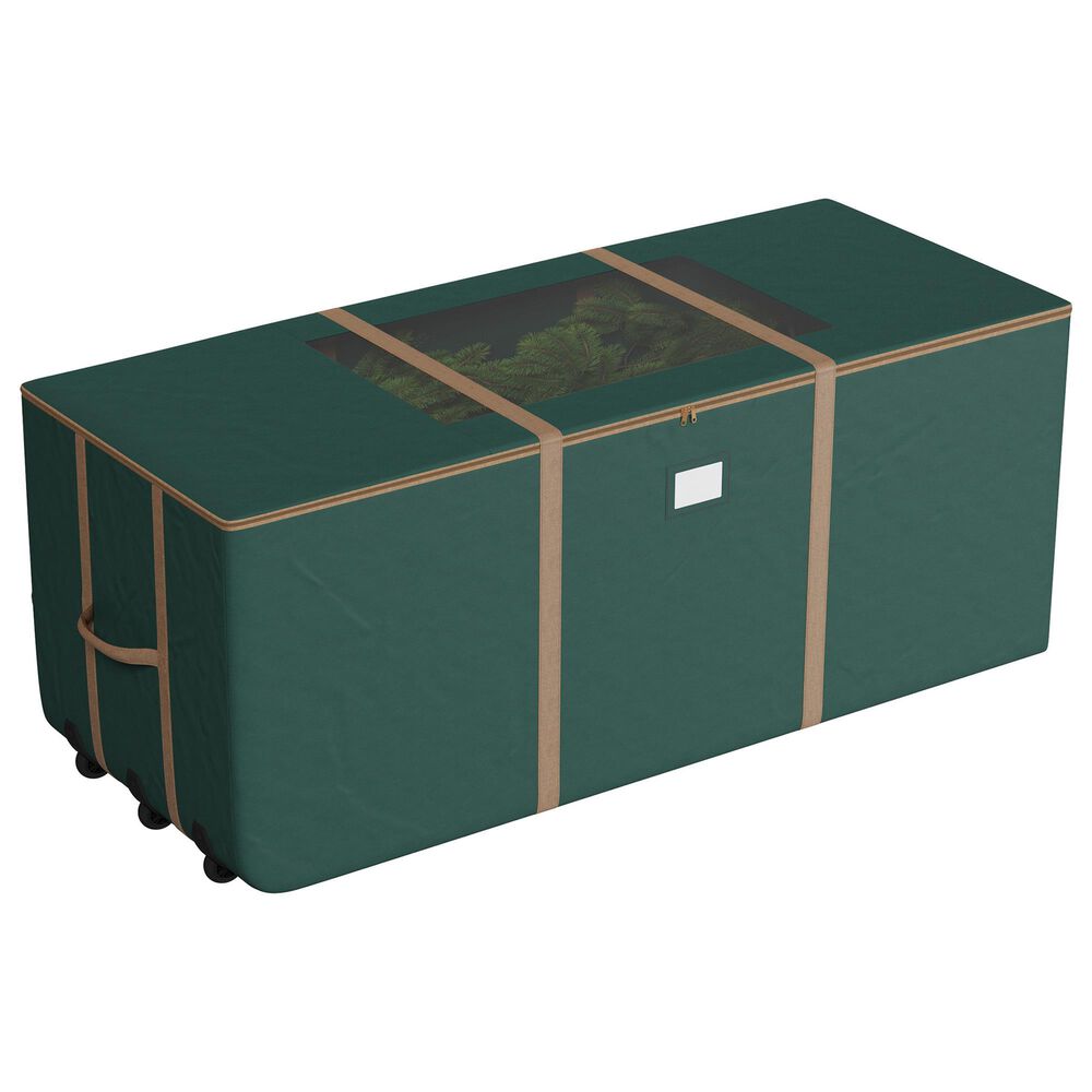 Timberlake 9&#39; Rolling Christmas Tree Storage Bag with Wheels in Green and Gold, , large