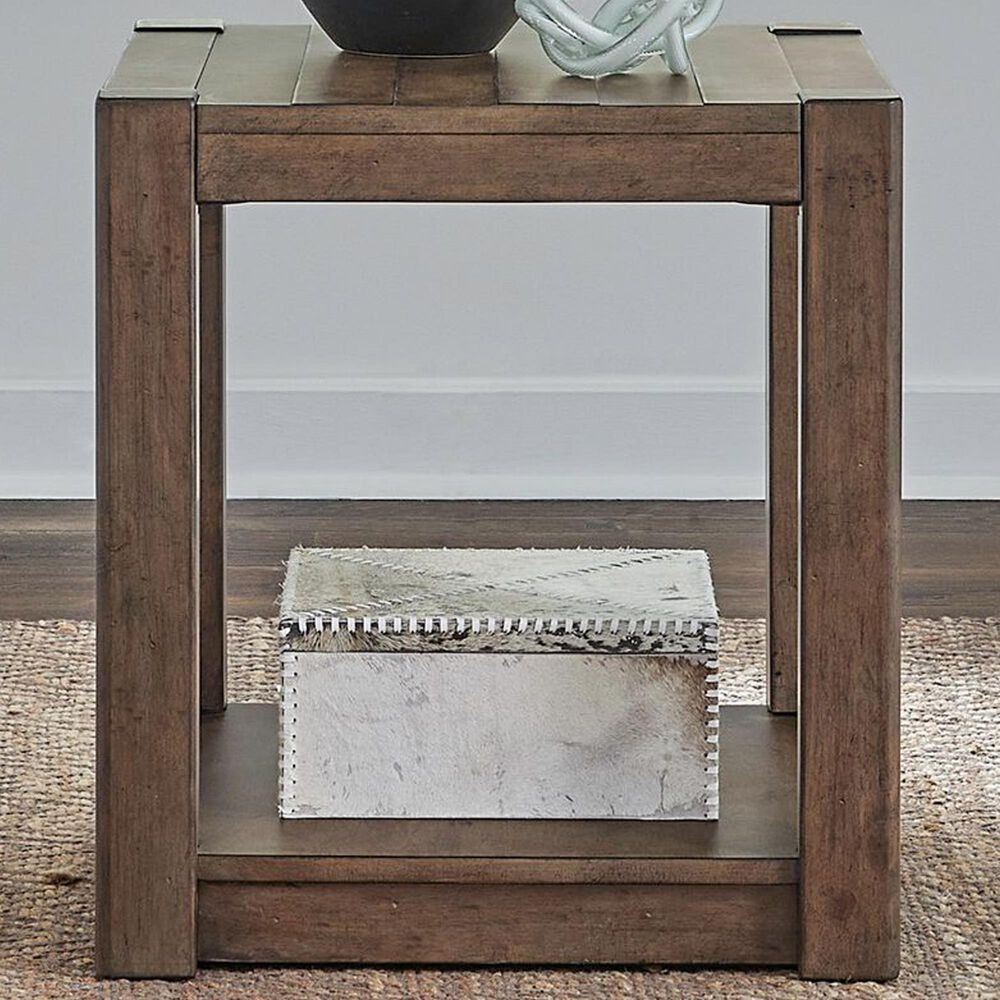 Belle Furnishings Broadmore 1-Shelf Chairside Table in Cobblestone Brown, , large