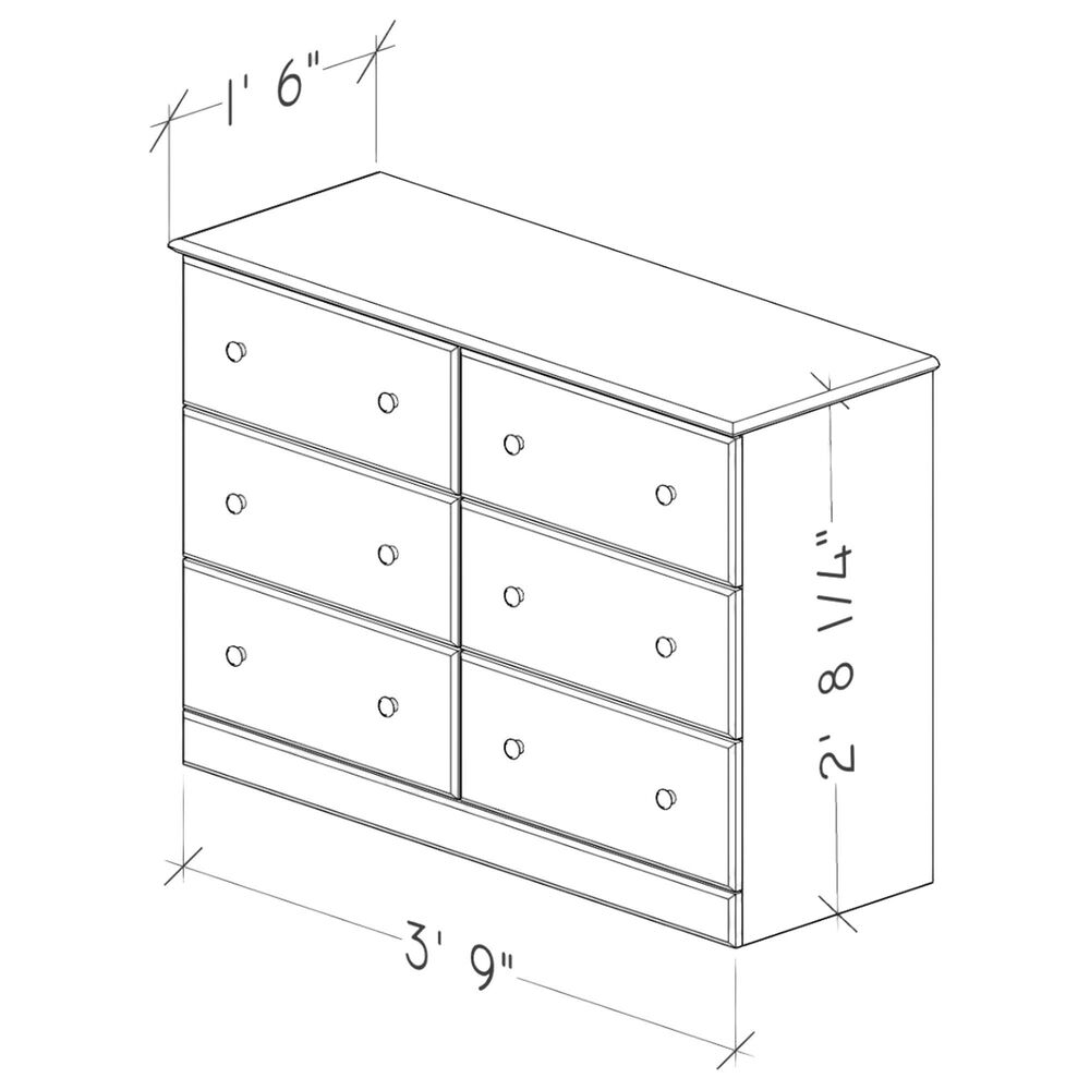 Lemoore Essential 45&quot; 6-Drawer Dresser in Swedish Grey Elm, , large