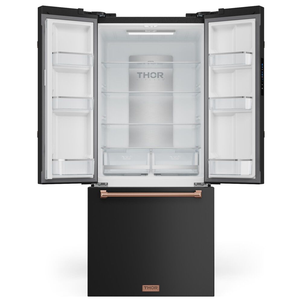THOR KITCHEN Gordon Ramsay 17.5 Cu. Ft. Counter Depth French Door Refrigerator with Rose Gold Handle Kit in Black, , large